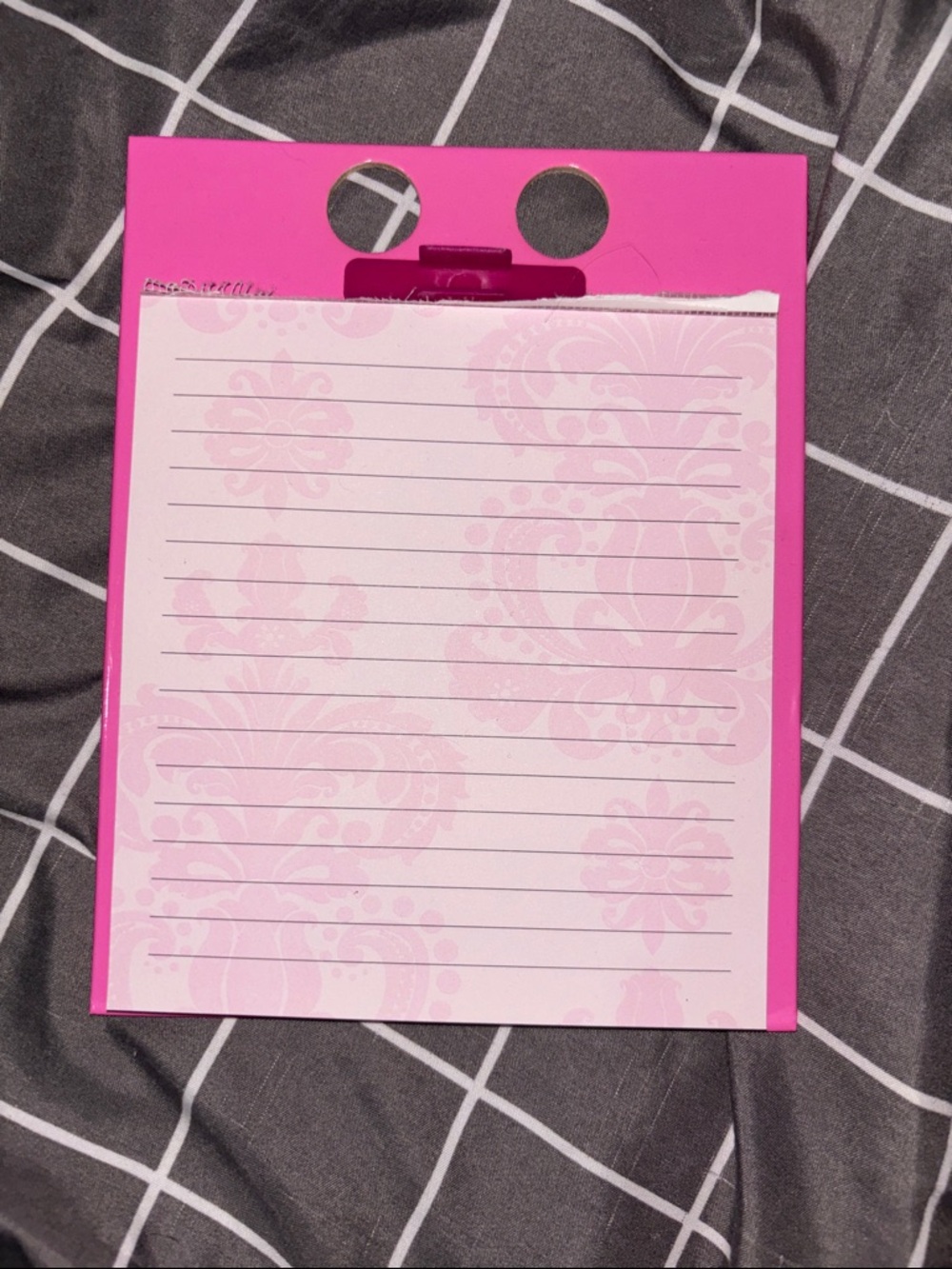 Bright Pink Lined Notepad Clipboard